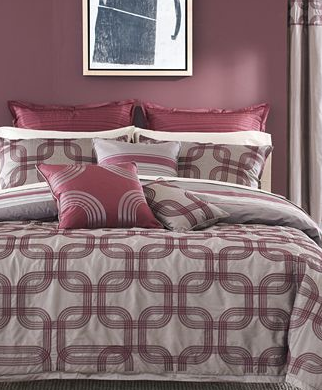 Bryan Keith Bedding, Burgundy Burgandy Verick Varick Reversible 9 piece CA California King Bed in a Bag Set NEW